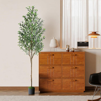 Alupssuc Olive Trees Artificial Indoor, 6FT Tall Faux Olive Tree with White Planter, Artificial Plants with Lifelike Fruits and Realistic Leaves for Modern Home Office Living Room Decor