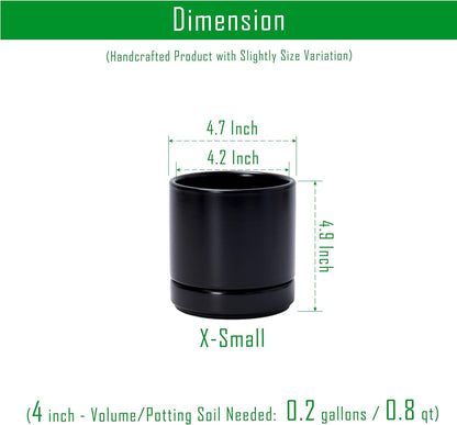 D'vine Dev Set of 2 Plants Pots, 6.5 Inch Ceramic Planter Pot for Plants with Drainage Hole and Saucer, White, 94-V-C-1