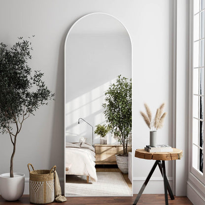 Dewfig Arched Full Length Mirror, 76"x34" Large Floor Mirror, Full Body Mirrors for Leaning or Hanging, Standing Mirrors for Bedroom, Living Room,Dressing Room, Aluminum Alloy Frame, Black