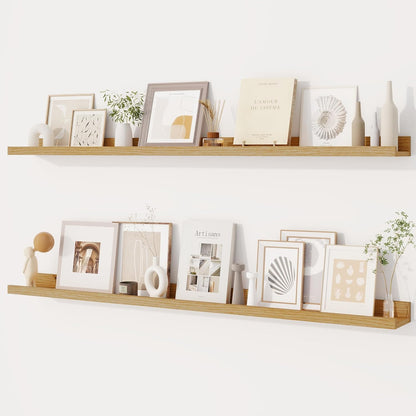 Dreamland Picture Ledge Shelf for Wall, Floating Shelves Set of 2, 48 Inch Long Floating Shelves with Lip for Living Room, Bedroom, Bathroom, Kitchen, White
