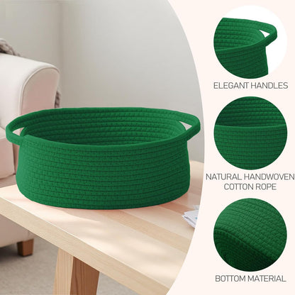 JMvicyroam Woven Basket,Small Rope Storage Bin with Handles & Ribbon Bag, Organizer for Shelves Closets,Gift Basket Empty for Birthday,Books,Dog Toys,White