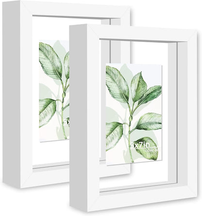 CORE ART 8x10 Floating Picture Frame,Double Plexglass Floating Frame for 5x7,4x6 Pictures,Wall or Tabletop Display,Black