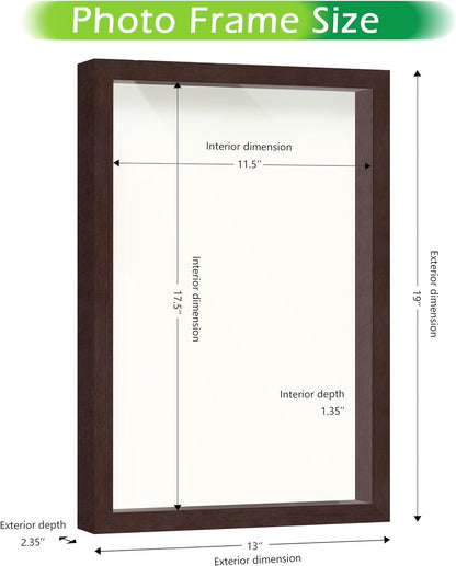 FrameWorks 11” x 14” Dark Oak Wooden Shadow Box Frame – Display Case with Soft Felt Back, Memory Box with Tempered Glass, Display Box with Elegant White Ball Push Pins, Wooden Flower Box