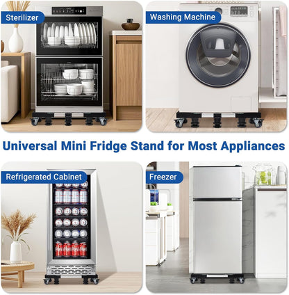 Nefish Mini Fridge Stand Universal Raised Base Adjustable Refrigerator Stands with 4 Strong Feet Washing Machine Pedestal Multi-Functional Bases for Dryer (Black)