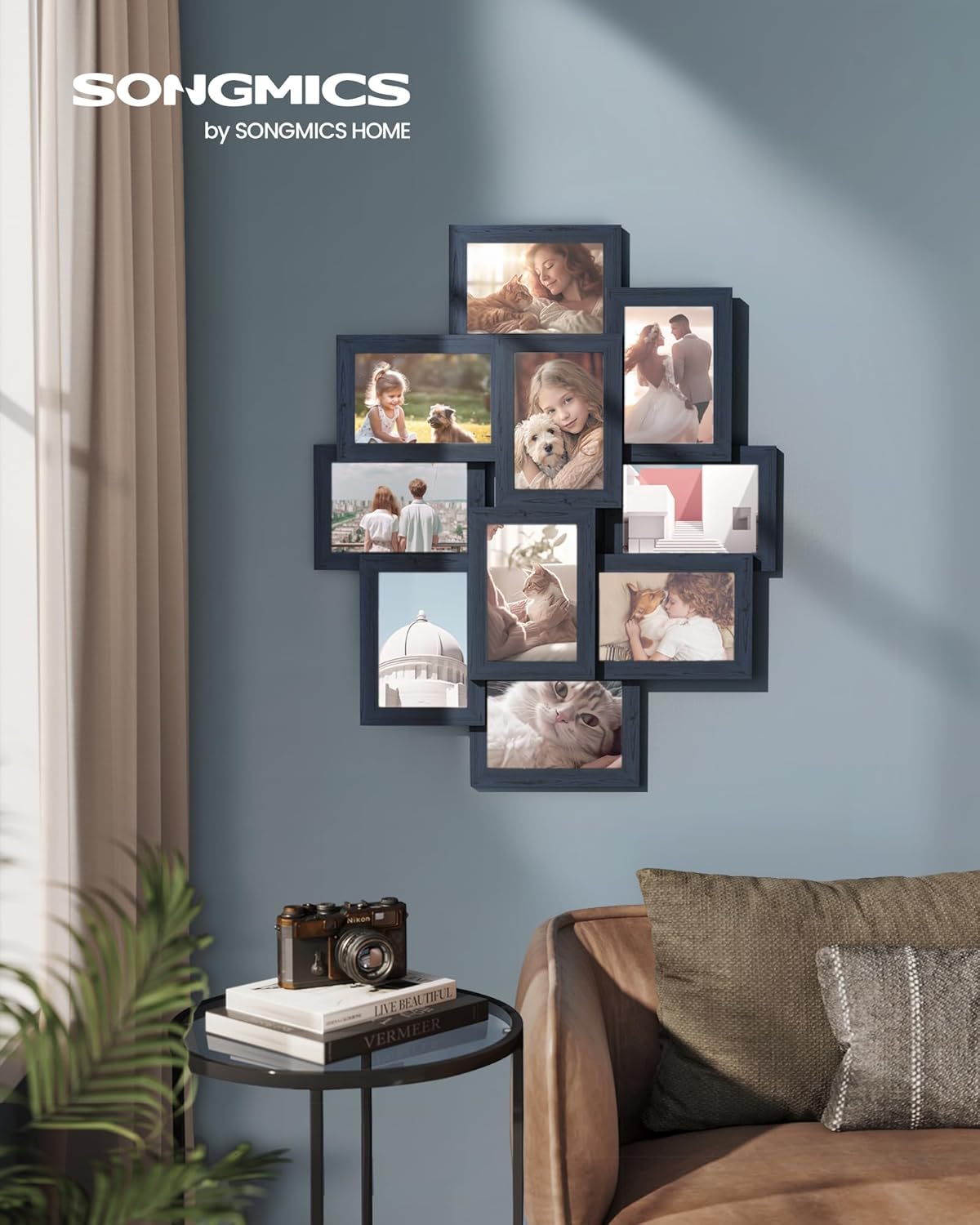 SONGMICS 4x6 Collage Picture Frames, 10-Pack Photo Collage Frame for Wall Decor, Glass Front, Assembly Required, Ink Black URPF20BK