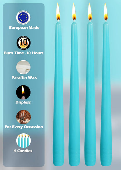 Hyoola Tall Taper Candles - 10 Inch Metallic Gold Unscented Dripless Taper Candles - 8 Hour Burn Time - 4 Pack