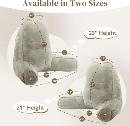 Sasttie Reading Pillows for Sitting in Bed Adult, Back Pillow Bed Sitting Up, Back-Rest Support Cushion for Sit Up on Couch, Sofa, and Floor, Dorm Essentials, Oeko-Tex Certified, Dark Grey