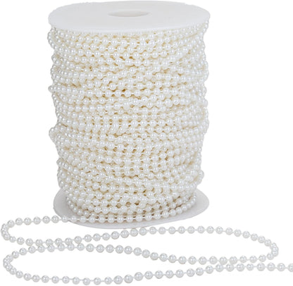 3mm Millet Beads Crafts Faux Pearl Beads Garland Pearl Bead Roll Strand of Pearls to Decorate Floral Centerpieces Wedding Party Favor Christmas Tree(33 Feet Ivory)