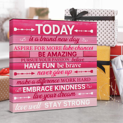 Inspirational Farmhouse Canvas Print Wall Art Decor One Small Positive Thought in the Morning Can Change Your Whole Day Sign Painting Plaque Rustic Home Decoration (8 X 8 Inches, Framed)