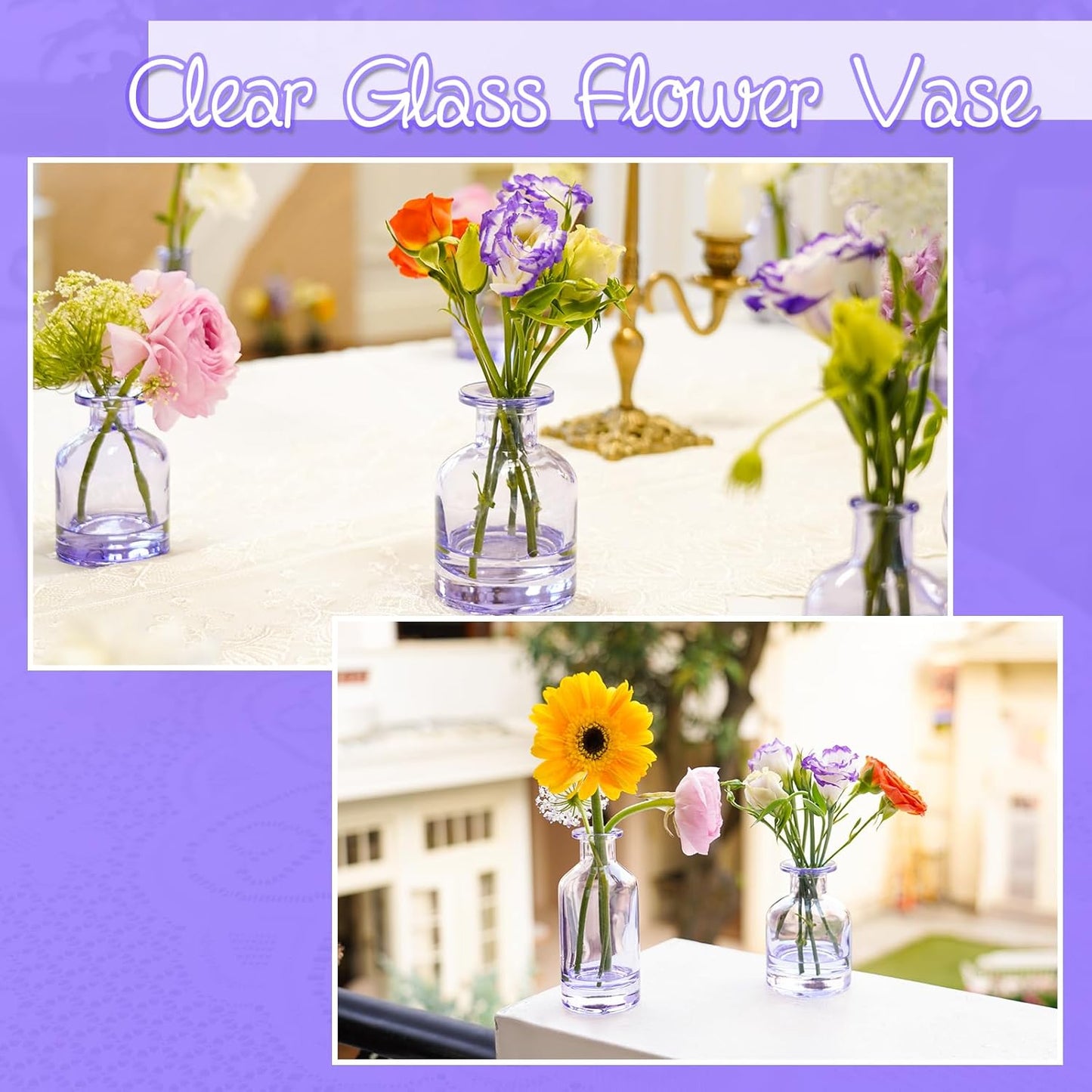Bud Vases Set of 12, Clear Glass Bud Vase in Bulk, Small Vases for Centerpiece Mini Modern Flower Vase Transparent, Wedding Party Table Home Decor