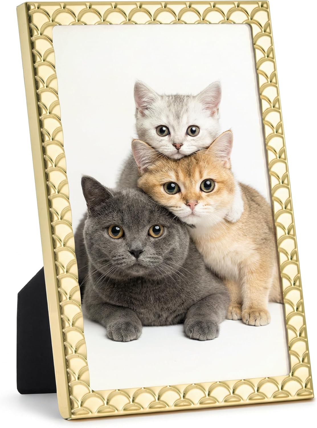 RICHFOCUS Gold 5x7 Floating Picture Frame for Photo 4x6 3.5x5 | 5 x 7 Metal Picture Frames with Double Glass for Tabletop|Modern Photo Frames Wedding|Home Decor