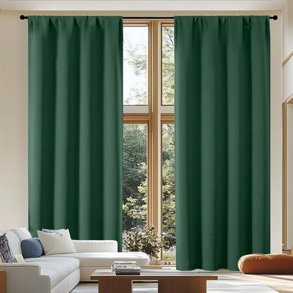 Simplebrand Ava Sage Green Blackout Curtains for Bedroom 63 Inch Length 2 Panels Set, Solid Thermal Insulated Energy Saving Rod Pocket Window Treatment Curtains Blackout Drapes, W40 x L63 Inch, Sage - Colors B