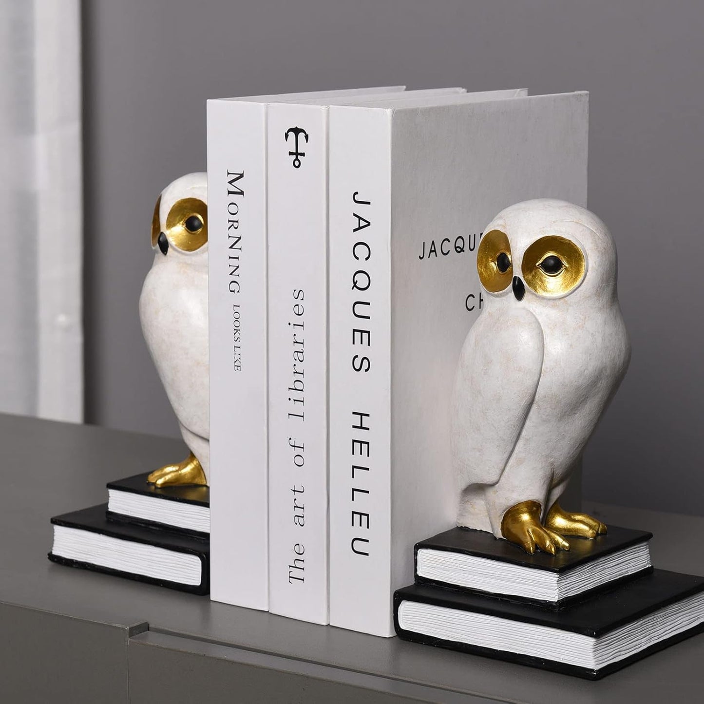 Book Ends for Shelves, Owl Decorative Bookends Bronze Bird Book Stopper Unique Kids Book Holders with Anti-Slip Base Luxurious Bookends for Kids Rooms Office Home Decor(Bronze)