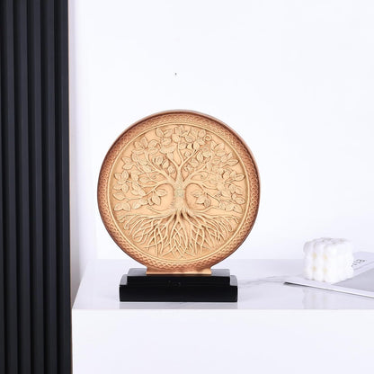 DOVDOV Abstract Circular Tree of Life Decorative Sculpture, Black and Gold Home Decor, Modern Art Home Accent Suitable for Office Shelves, Coffee Tables, and Above Cabinet Decorative Statue.