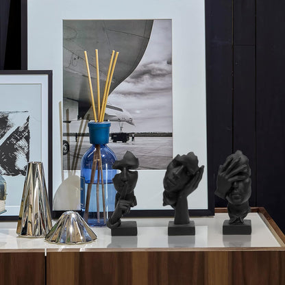 3 Pcs Thinker Statue,Modern Home Resin Sculptures,Collectible Figurines for Home Office Bookshelf Desktop Decor(Black)