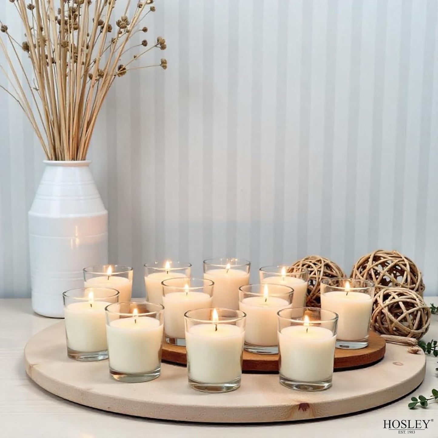 48-Pack Clear Glass Votive Candles – 10–12 Hour Long Burn, Unscented, Ivory, Bulk Set for Weddings, Events & Table Centerpieces – Hosley