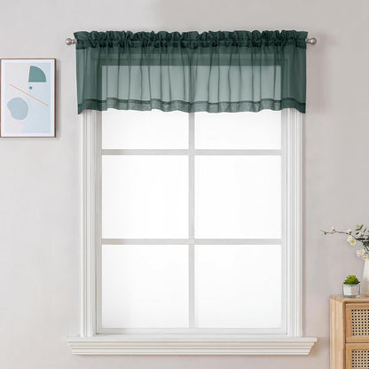 Chyhomenyc Sheer White Valances for Windows 2 Pack, Small Window Curtains for Living Room Bathroom Cafe Laundry Basement, Modern Top Dual Rod Pocket Voile Curtain, 42W x 14L inches, White - Colors B