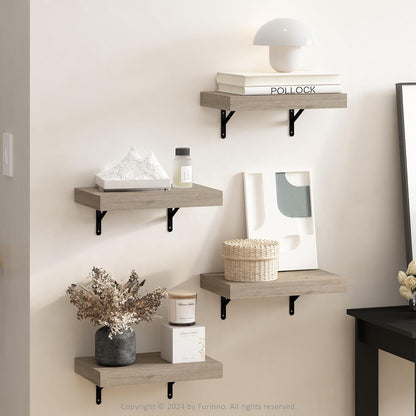 Furinno Rossi 5-Tier Wall Mount Floating Radial Corner Shelf, White