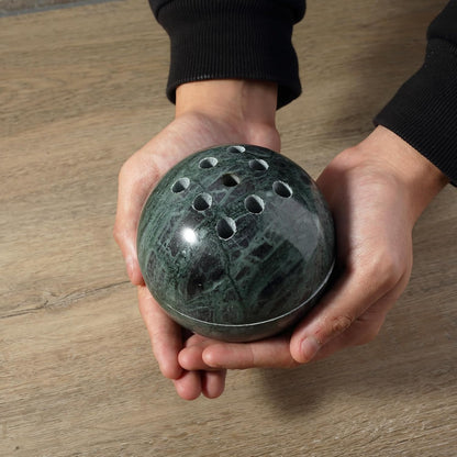 Koville Natural Marble Incense Holder, Incense Holder for Sticks with 9 Holes, Handmade Incense Burner Ash Catcher for Meditation Yoga SPA, Balsam Fir/Palo Santo/Sage/Cone (Green)