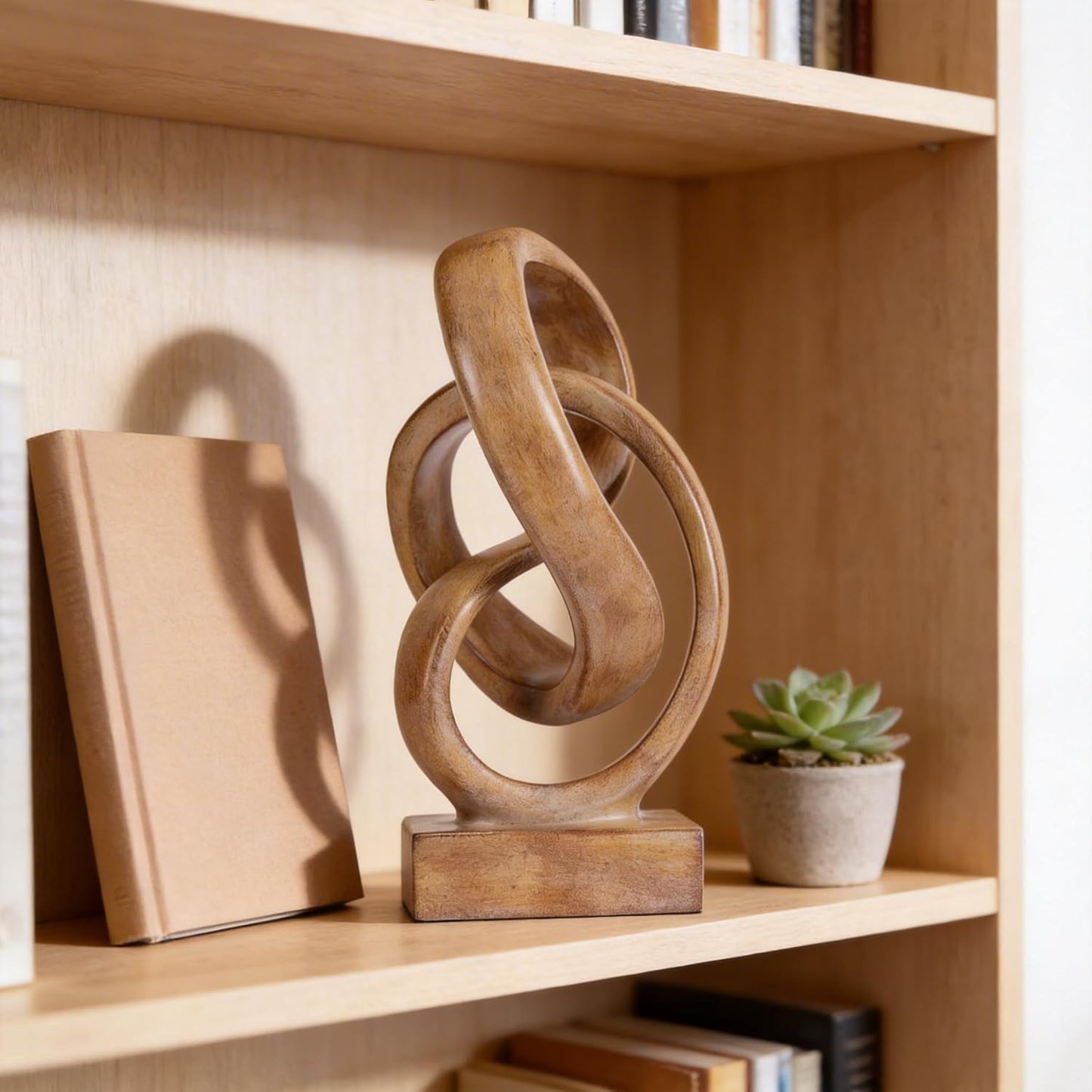 Modern Abstract Knot Sculpture, Artistic Mobius Inspired Resin Decor, Elegant Home and Office Decor, Perfect for Shelves, Desktops, and Mantles, Ideal Gift for Birthdays, Housewarmings (Black)