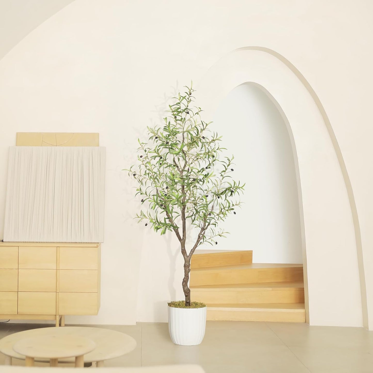 LYERSE Olive Trees Artificial Indoor - Faux Olive Tree 6ft - Fake Olive Tree with Olive Branches and Lifelike Fruits - Artificial Olive Tree for Modern Home Office House Living Room Decor Indoor