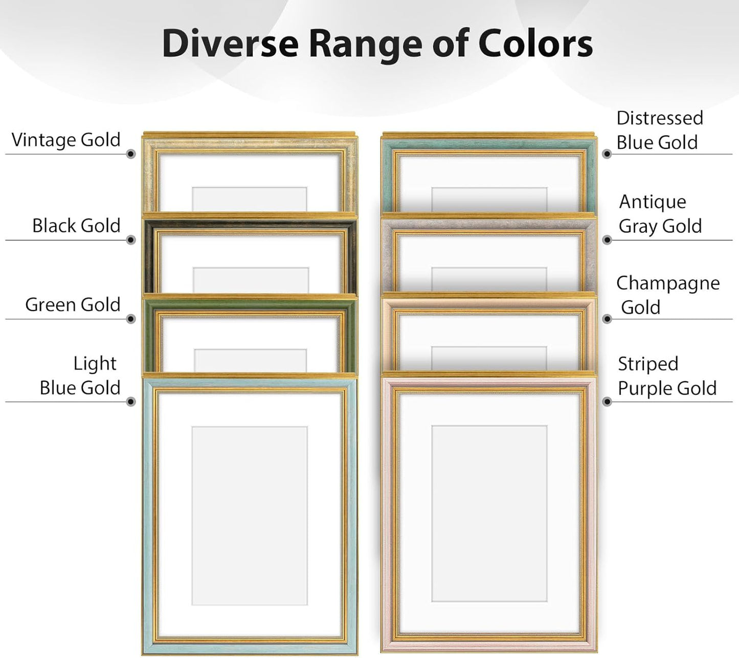 Golden State Art,11x14 Ornate Picture Frame for 8x10 Photo with Mat or 11 x 14 Prints without Mat,Real Glass Wall Display(Color:Green Gold)