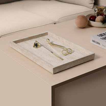 Rectangular Decorative Serving Tray,Modern Travertine Large Coffee Table Tray