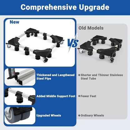 Nefish Mini Fridge Stand Universal Raised Base Adjustable Refrigerator Stands with 4 Strong Feet Washing Machine Pedestal Multi-Functional Bases for Dryer (Black)