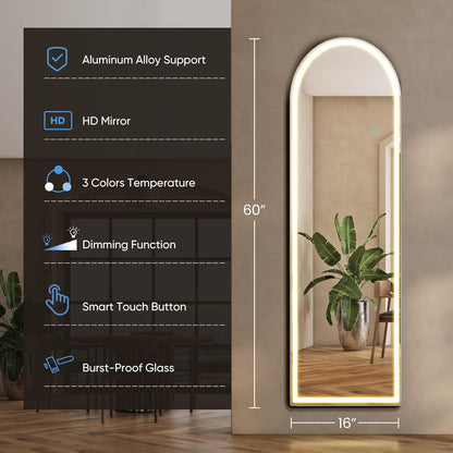 Mirror Full Length, Upgraded Body Wall Mirrors with Shatter-Proof Glass, Floor Standing, Hanging or Leaning, Tall Mirror with Stand Aluminum Alloy Frame for Bedroom