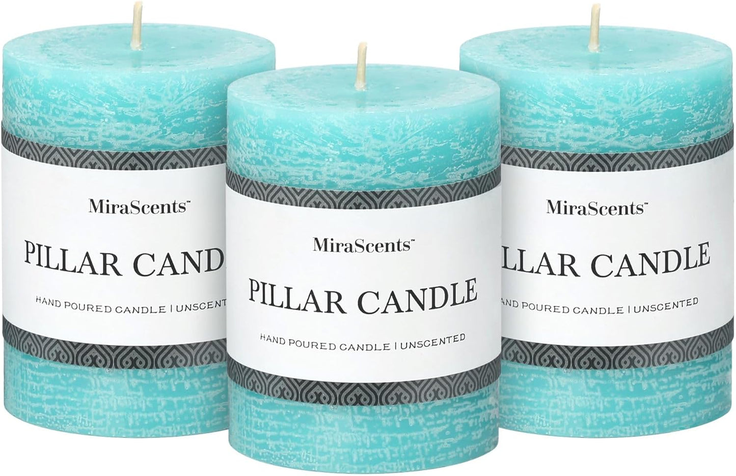 3x6 Inch Sage Green Pillar Candles Set of 3 - Unscented Spring, Long Clean Burning, Large Smokeless Dripless for Home Decor, Dinner Table, Bathroom, Rustic Decor