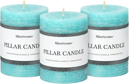 3x6 Inch Sage Green Pillar Candles Set of 3 - Unscented Spring, Long Clean Burning, Large Smokeless Dripless for Home Decor, Dinner Table, Bathroom, Rustic Decor