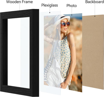 Vittanly 11x14 Picture Frame, Display Pictures 8x10 with Mat or 11x14 without Mat, Photo Frame for Wall Mounting, Black, 1 Pack - Colors A