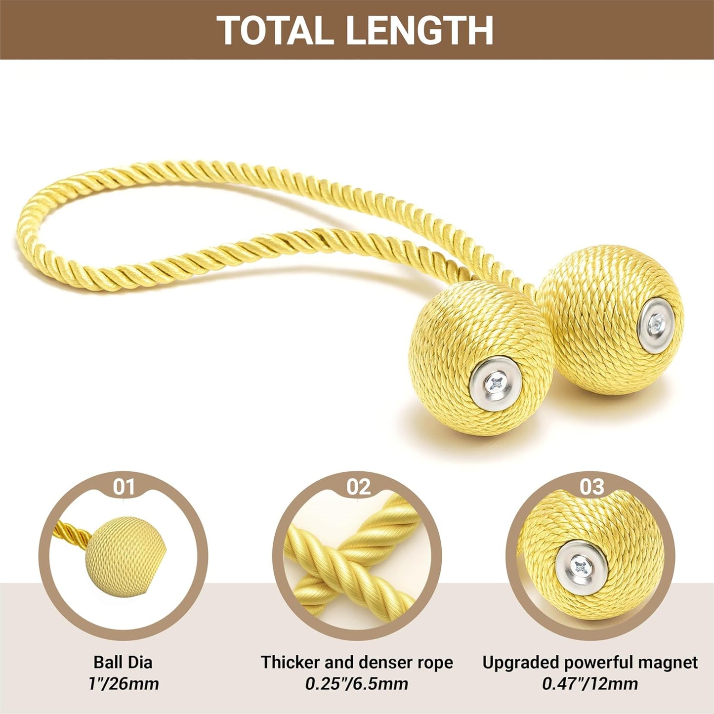 Hion Magnetic Curtain Tiebacks Black 2pcs, Curtain Tiebacks Buckles Holdbacks Holders Hooks Clip for Home Outdoor Bedroom Office Decorative Curtain