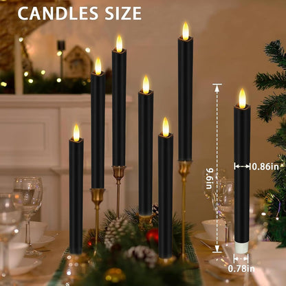 KSWING Upgraded Real Wax Short LED Flameless Taper Candles with Remote, 6 PCS White Candlesticks Battery Operated 3D Flickering - 6" Realistic Fake Candle Sticks for Home/Wedding/Fireplace Xmas Decor