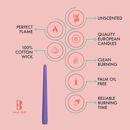 BOLSIUS Ivory Taper Candles - 10 Pack Unscented 10 Inch Dinner Candle Set - 8 Hours Burn Time - Premium European Quality - Smokeless and Dripless Household, Wedding, Party, and Home Décor Candlesticks