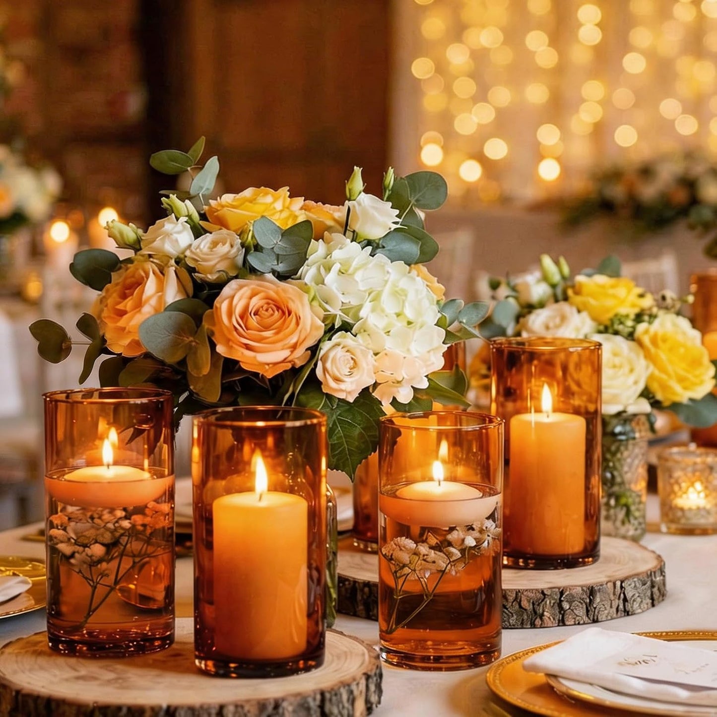 TBWIND 12pcs Glass Cylinder Vases for Centerpieces, 6 Inch Clear Flower Vases for Wedding Decorations and Indoor Home Decor, Hurricane Candle Holder for Table Shelf, Party