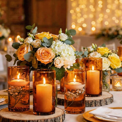 TBWIND 12pcs Glass Cylinder Vases for Centerpieces, 6 Inch Clear Flower Vases for Wedding Decorations and Indoor Home Decor, Hurricane Candle Holder for Table Shelf, Party