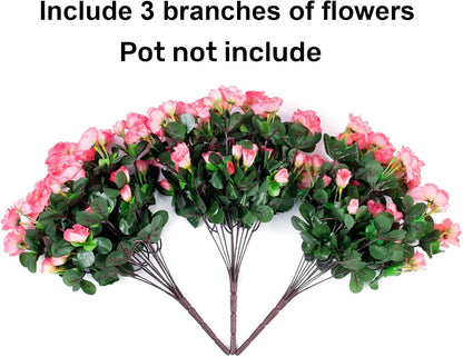 Ivydale Artificial Fake Flowers Plants for Outdoor Outside Spring Decor, Faux Silk Yellow Camellia UV Resistant Look Real for Planter Pot Porch Patio Balcony Garden Yard, 3 Large Bundles