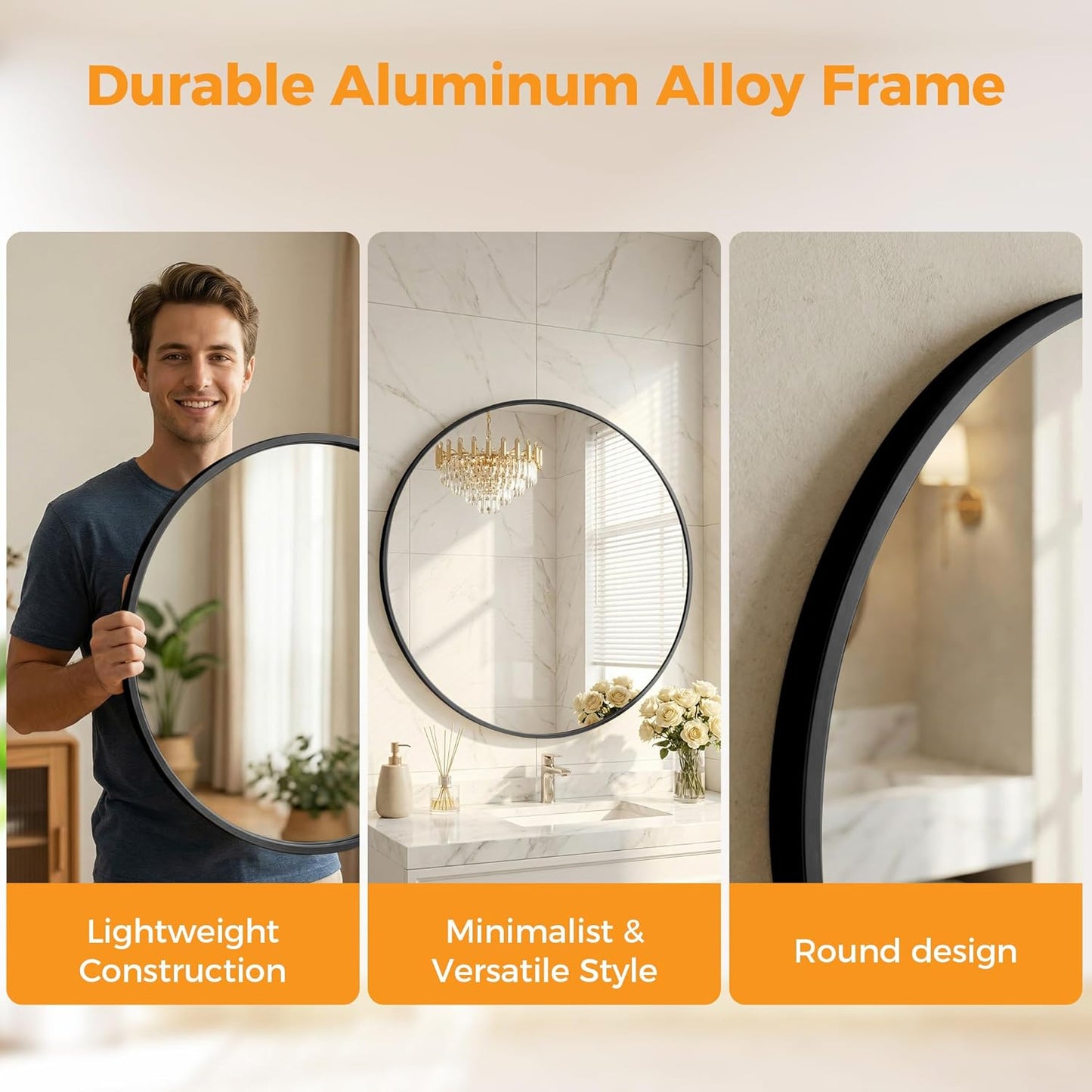 OLIXIS Arched Bathroom Mirror for Over Sink, 34x32 Inch Wall Mirror Arched Rounded Rectangle, Modern Wall Mount Vanity Mirror with Matte Metal Deep Framed, for Home Decor, Living Room, Black