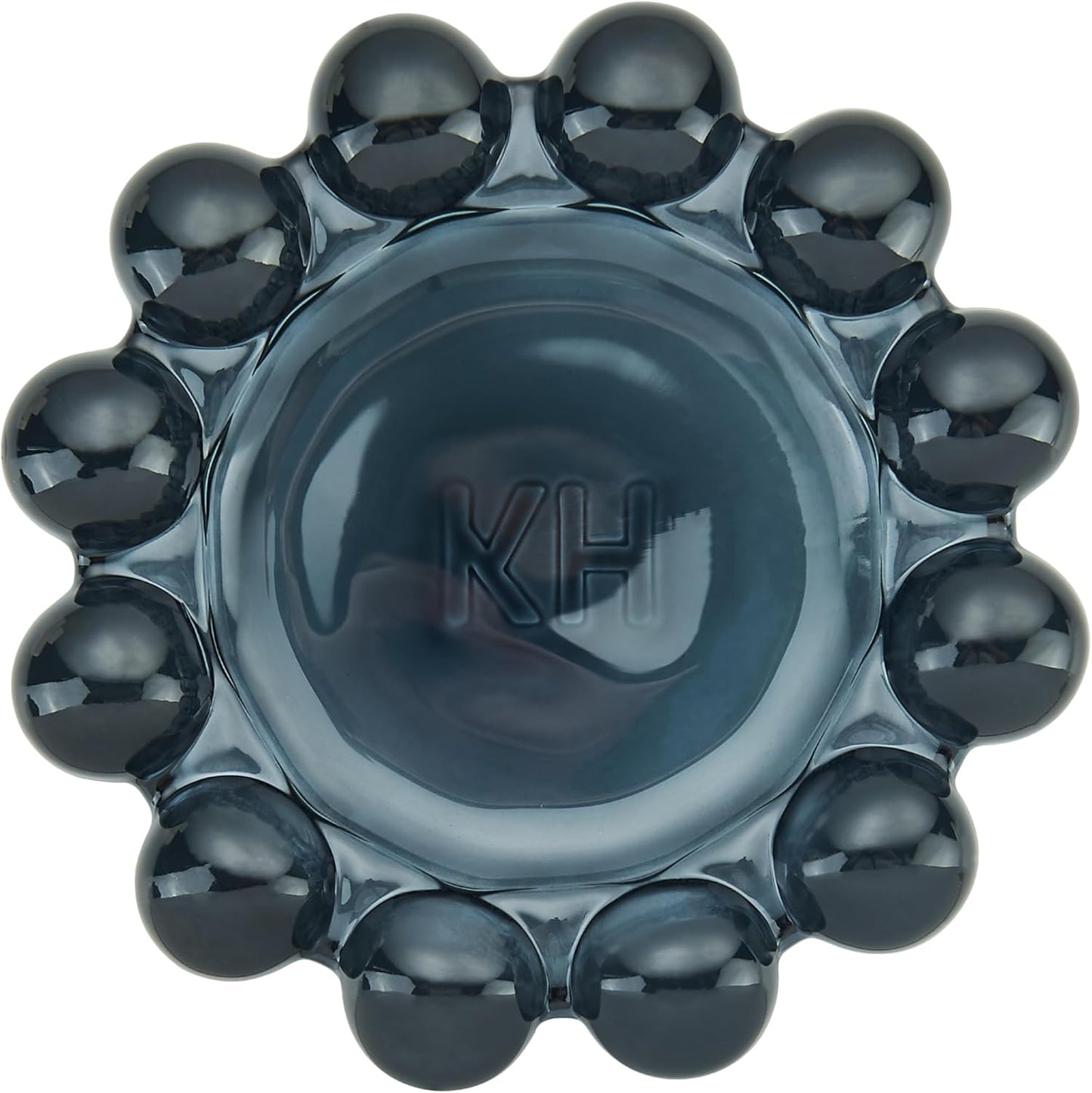 khtumeware Chic Smoky Bubble Glass Candle Dish – Modern Clear Glass Candle Holder for Tealights & Diffusers, Decorative Tray for Home & Tabletop Decor（1 Pack）