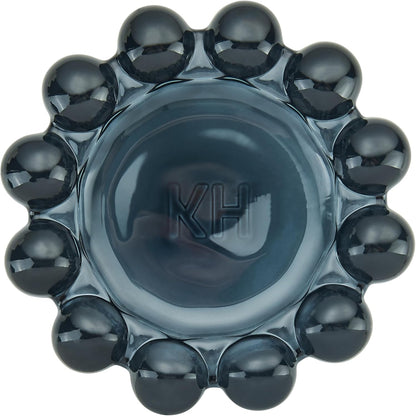 khtumeware Chic Smoky Bubble Glass Candle Dish – Modern Clear Glass Candle Holder for Tealights & Diffusers, Decorative Tray for Home & Tabletop Decor（1 Pack）