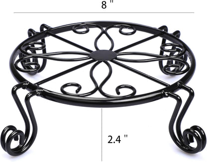 12"x3.1" Black Plant Stand for Flower Pot Heavy Duty Potted Holder Indoor Outdoor Metal Rustproof Iron Garden Container Round Supports Rack for Planter Bronze,Pumpkin Stand Outdoor