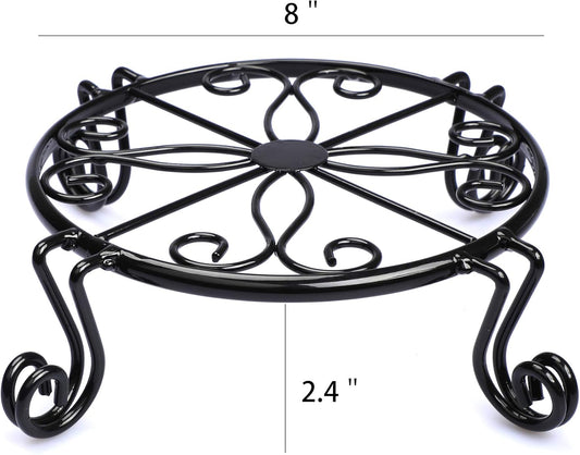 12"x3.1" Black Plant Stand for Flower Pot Heavy Duty Potted Holder Indoor Outdoor Metal Rustproof Iron Garden Container Round Supports Rack for Planter Bronze,Pumpkin Stand Outdoor