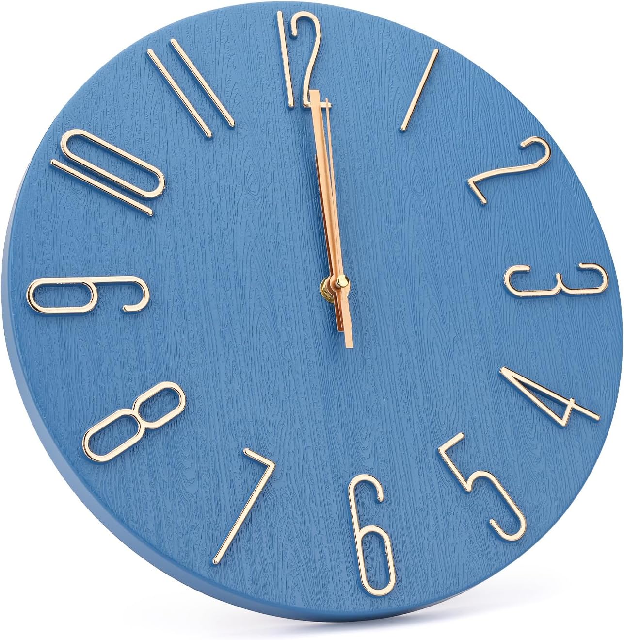 Wall Clock 12 Inch Silent Non-Ticking Imitation Wood Indoor Clock Round White Decor Clock Modern 3D Figures Quartz Wall Clocks for Home, Hotel, Office, School, Bedroom, Living Room, Kitchen