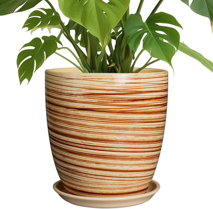 Ceramic Pots for Plants - 6 Inch Plant Pot with Drainage Hole and Saucer, Round Planters for Indoor Outdoor, Flower Pots, Modern Planter, Home Office Room Decor, Gifts for Plant Lovers, White