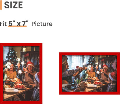upsimples 5x7 Picture Frame Set of 3, Made of High Definition Glass for 5 x 7 Black Frames, Wall and Tabletop Display Thin Border Photo Frame for Home Décor