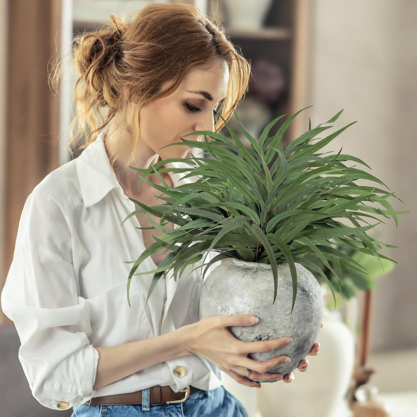 Real Eucalyptus Stems 20PCS Dried Preserved Fresh Eucalyptus Silver Dollar Leaves for Shower - Greenery Branches for Wedding Home Party Vase Filler Spring Decor