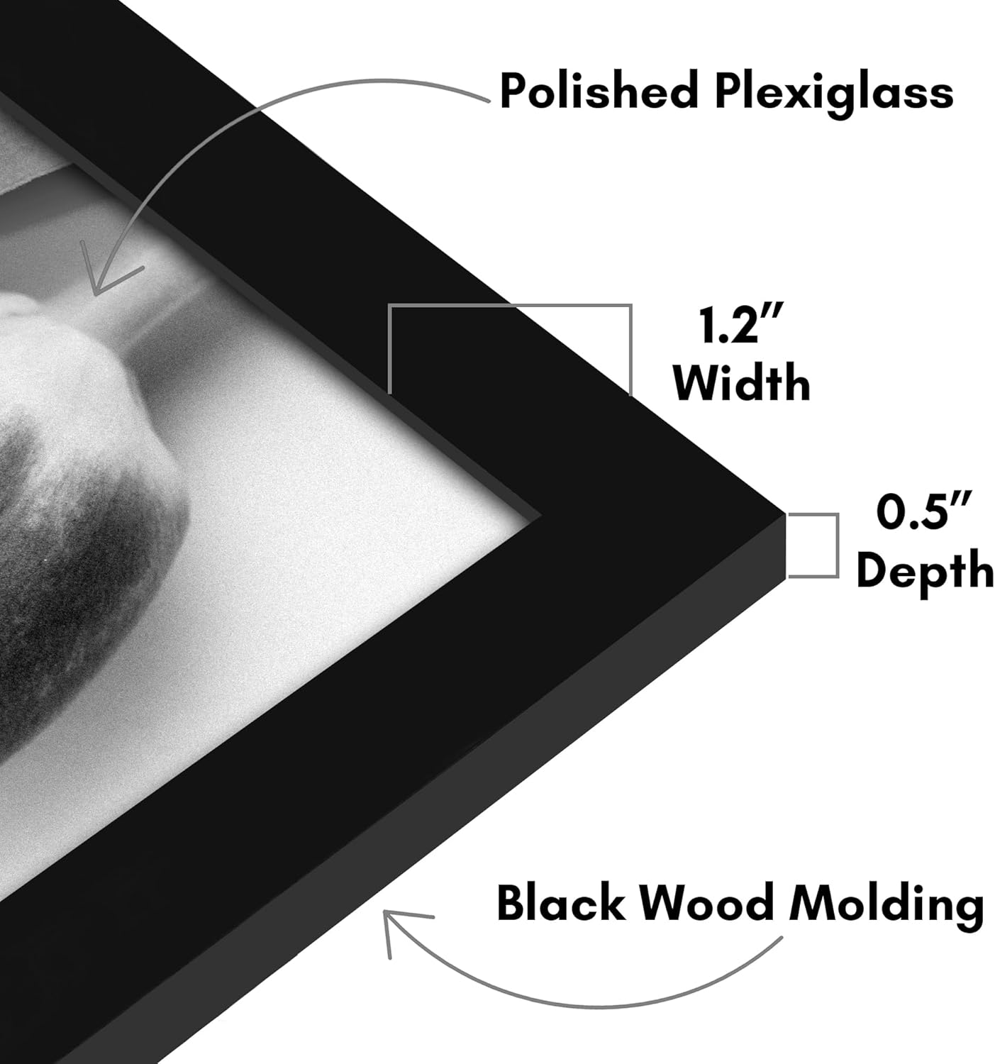 Americanflat 16x20 Picture Frame with Polished Plexiglass - Black Picture Frame - Wide Photo Frames Made of Engineered Wood for Vertical or Horizontal Wall Display - Epic Collection - Black - Colors A