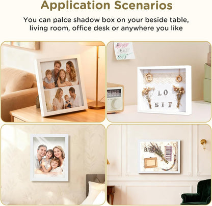 Shadow Box Frame 8x10 - 3 Pack Wood Deep Shadowbox with Glass Shadow Boxes Display Cases Suitable for Photos, Dried Flowers, Handicrafts Picture Frames for Wall (Black)