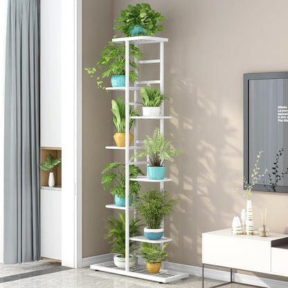 LINZINAR Plant Stand Indoor Outdoor Corner 4 Tier Metal Plant Shelf Patio Plant Rack for Garden Corner Balcony Living Room